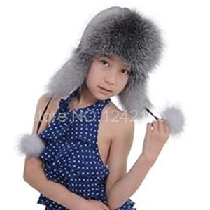 7Silver blue fox Новая русская меховая шапка зимняя шапка с натуральным лисьим мехом для мальчиков и девочек теплая Детская меховая шапка для родителей и детей женская меховая шапка с лисьим ушком - Цвет: 7Silver blue fox