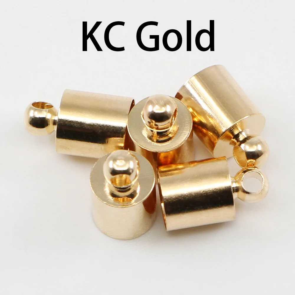 KC Gold 50 шт./лот, 3, 4, 5, 6, 7, 8, 9, 10 мм, концевой наконечник, подходит для кисточек, кожаный шнур, обжимной колпачок, s, бусины, колпачки, s, принадлежности для изготовления ювелирных изделий своими руками - Цвет: KC Gold