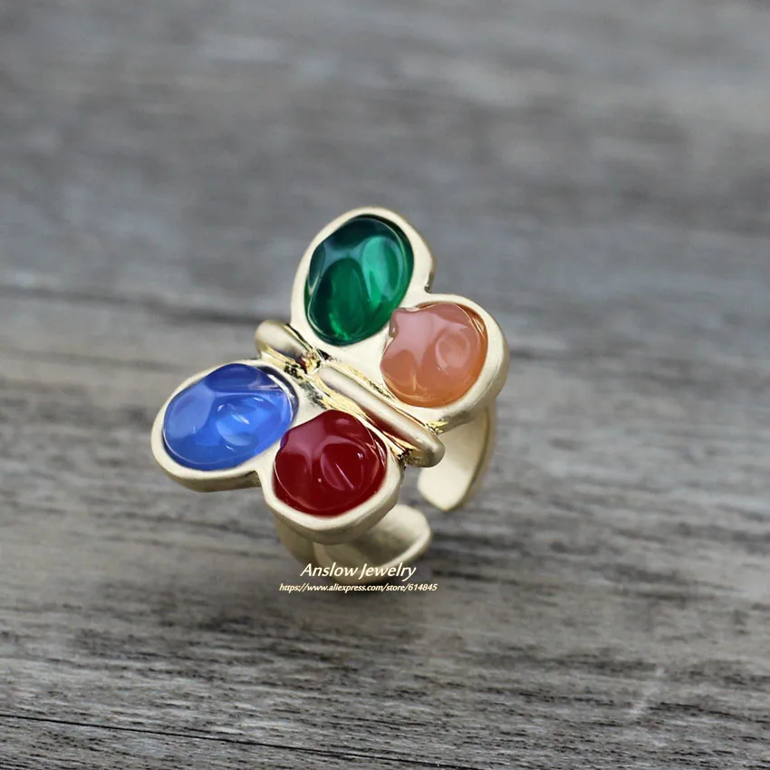 Женское кольцо с цветными бабочками Anslow модное элегантное для свадьбы и помолвки