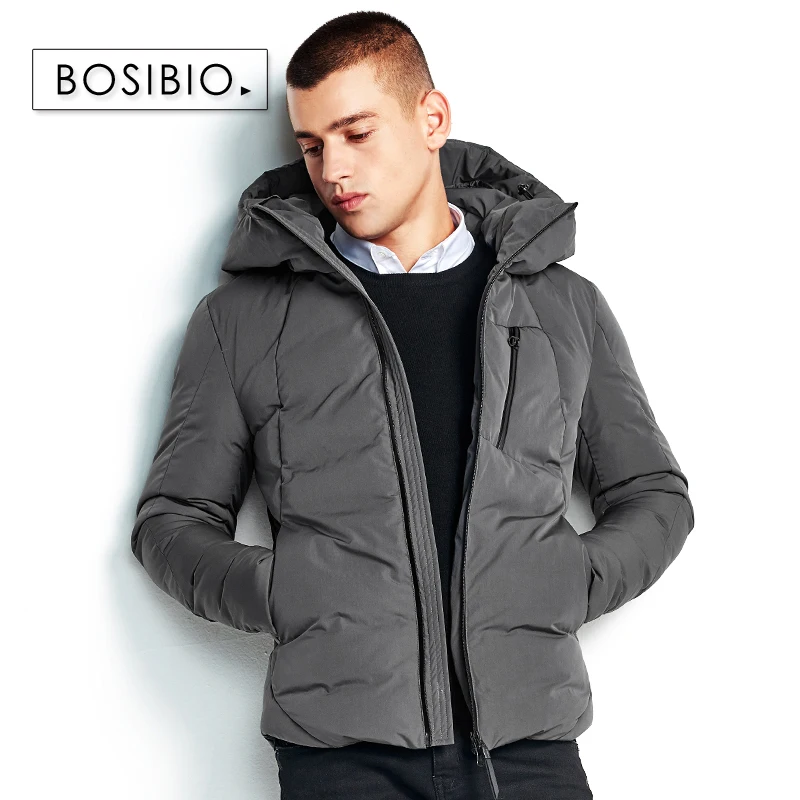 Мужская куртка BOSIBIO серая теплая парка с подкладкой на молнии 89825|parka men|warm coats