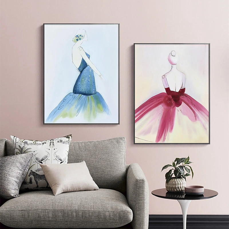 Абстрактная акварель Модная Леди скандинавский домашний декор холст живопись