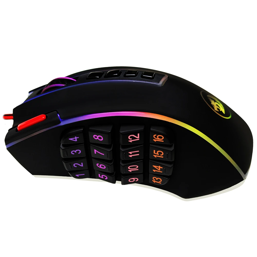 

Игровая мышь Redragon M990 с боковыми кнопками, высокоточная программируемая геймерская мышь 24000 DPI, 16 боковых кнопок для ПК, MMO, FPS
