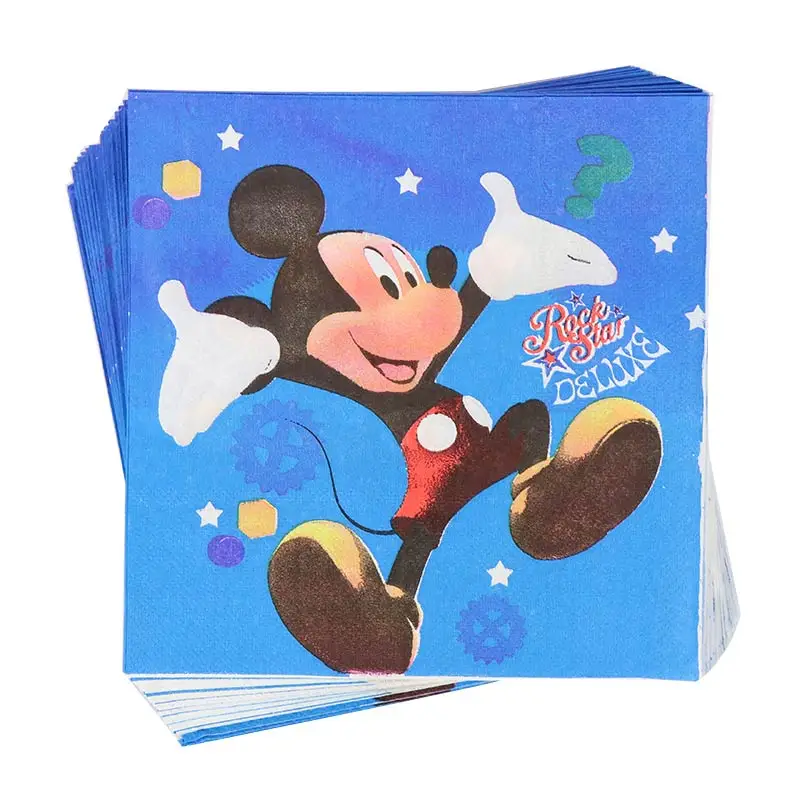 Napkins 20pcs Тема Микки Мультфильм партия набор шар посуда тарелка салфетки баннер день рождения коробка конфет детский душ вечерние украшения - Цвет: Napkins 20pcs