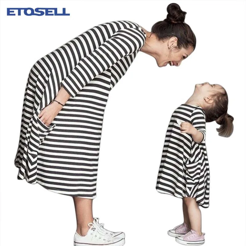Etoseller свободное семейное платье с длинным рукавом одинаковые наряды для семьи