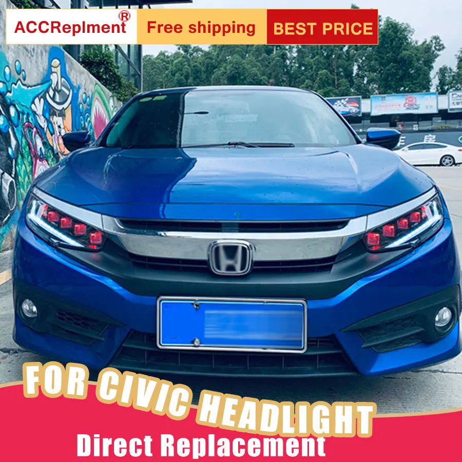 2 шт. светодиодный фары для Honda Civic 2016-2019 Автомобильные ангельские глазки все HID