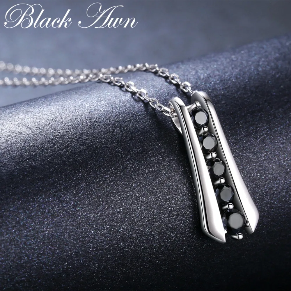 [BLACK AWN] модное 925 пробы Серебряное ожерелье для женщин черный корешок женский Bijoux подарок для девочек ювелирные изделия из стерлингового серебра K010