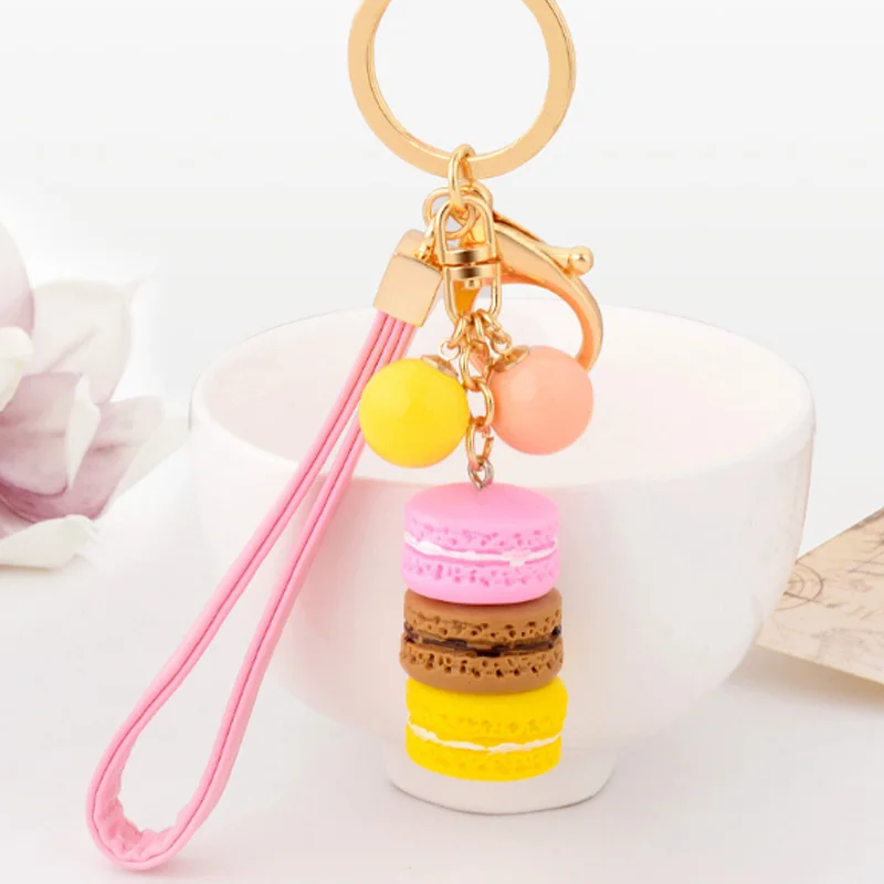 Лидер продаж милый полимерный брелок макарун с веревкой подвеска для женской