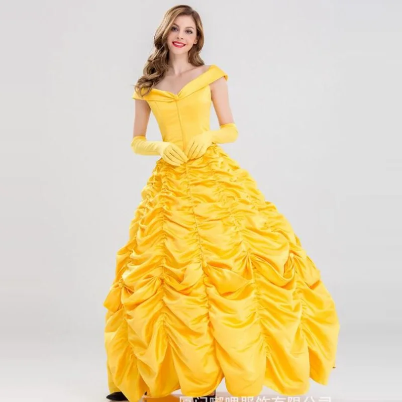 Роскошное желтое платье Белль красивая и Чудовище костюм фантазия женщины