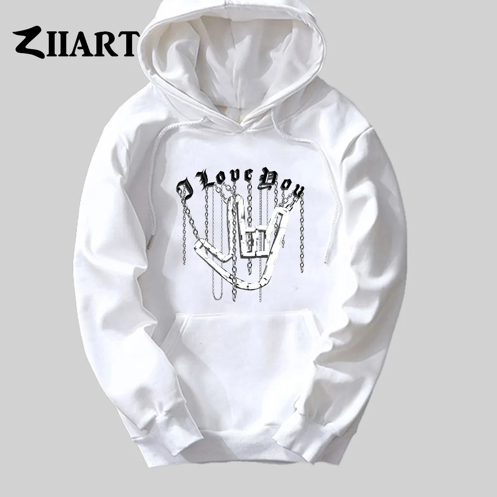 ZIIART цепь Готический я люблю тебя жесты руки тяжелый металл рок Пара Одежда для