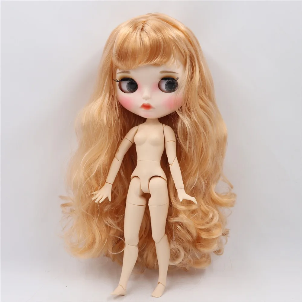

ICY DBS Blyth Doll 1/6 bjd white skin joint body golden hair, new matte face Carved lips with eyebrow customized face BL2240