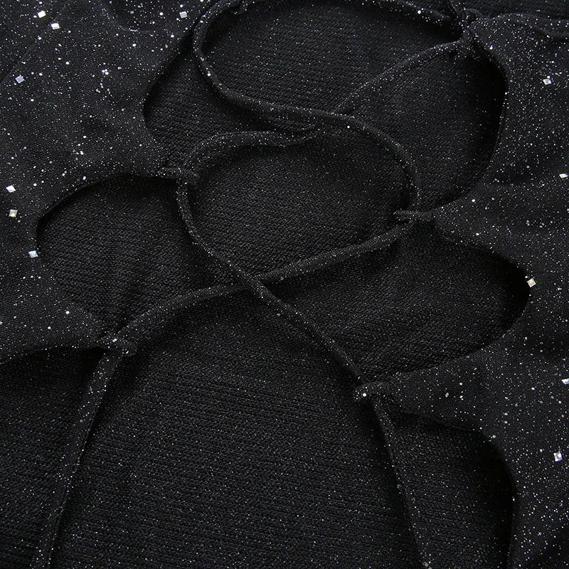 

Women Bling Solid Color Black Sexy Bodysuits Shinning Backless Back Lace Up Shining Elegant Party Bodysuits With Button Female