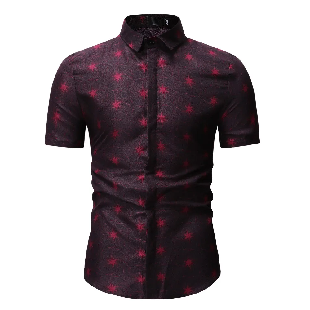Новинка моды летнего сезона мужская рубашка Slim Fit с короткими рукавами и