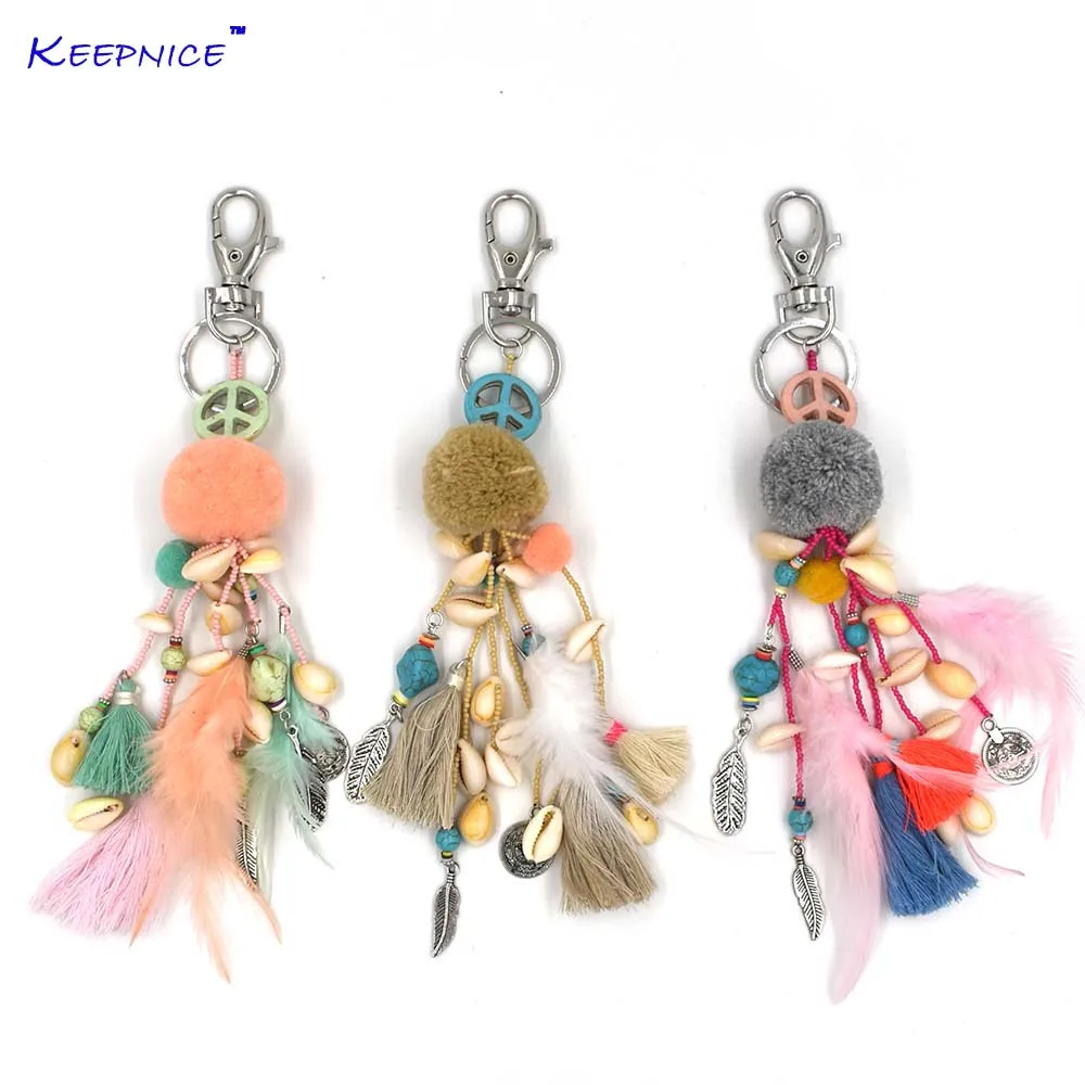 

New Fashion Car Key Chains Lanyards Key Ring Key Finders Feather Tassel Keychains Pompous Pendants Bag Rings Keychains