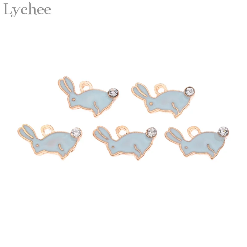 Lychee 5 шт. трендовые эмалированные подвески из сплава кролика Хрустальные