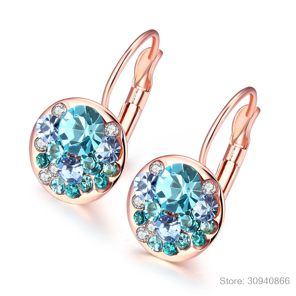 Модные круглые очаровательные серьги-гвоздики с кристаллами Swarovski, женские серьги с чешскими кристаллами, ювелирных изделий Brinco