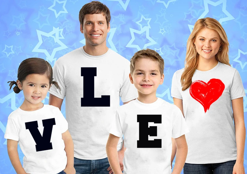 Футболка с надписью LOVE одежда для мамы и меня одинаковые наряды семейная