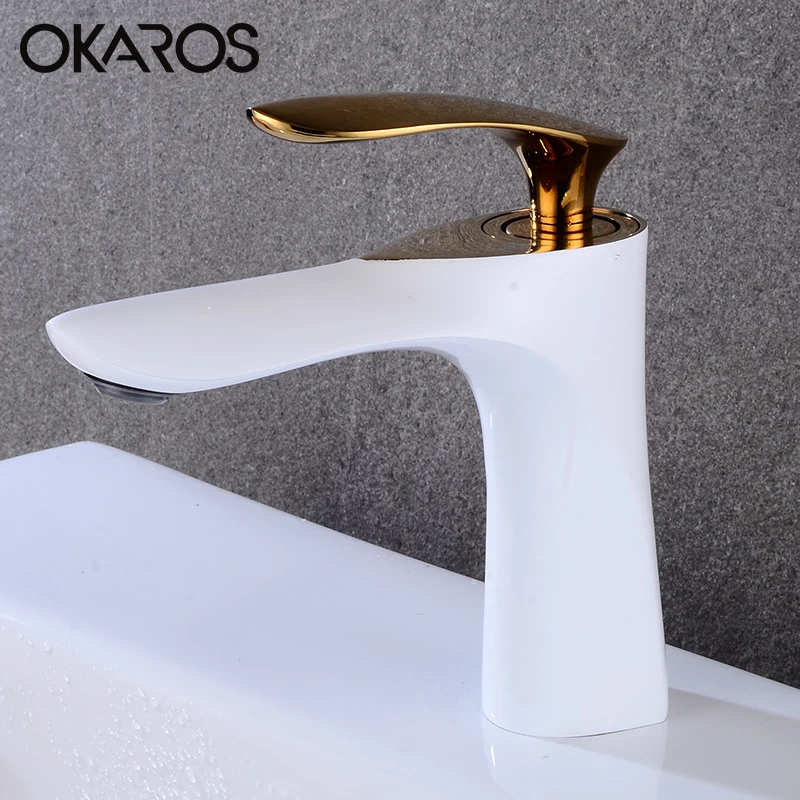 OKAROS белый смеситель для раковины кран воды в форме листа ванной твердая латунь