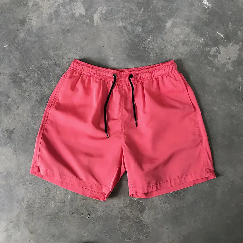 Watermelon red Летние мужские молодежные повседневные свободные микро эластичные однотонные шорты конфетного цвета пять брюки быстросохнущие пляжные брюки - Цвет: Watermelon red