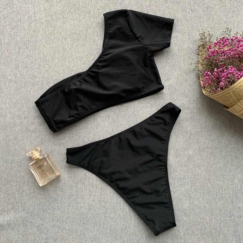 Bikinx, красное бикини на одно плечо,, mujer, купальный бандо, сексуальный купальник, пуш-ап, с высоким вырезом, купальник для женщин, купальник, бразильское бикини