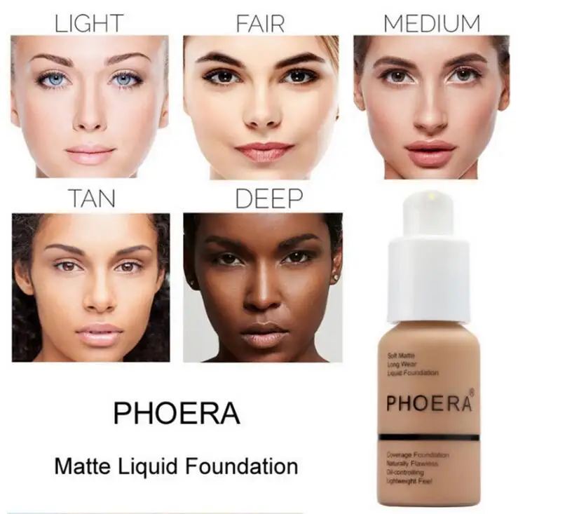 PHOERA 30ml Matte Long Wear Soft Foundation Liquid Face Makeup Coverage Foundation Naturally Oil-controlling Lightfeel Cream