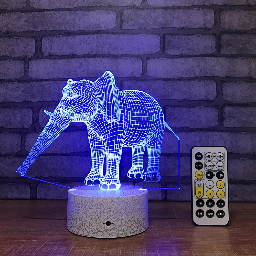 Слон LED 3D ночной Светильник визуальный 7 Цвета настольная лампа для дома вечерние