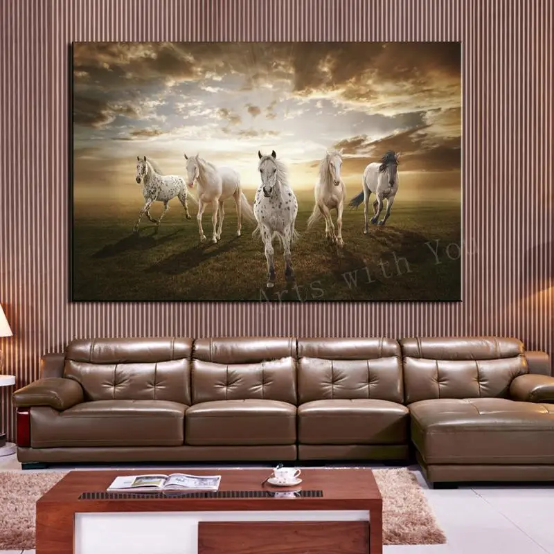 1 шт. картина бегущая Белая лошадь Современный домашний Настенный декор живопись