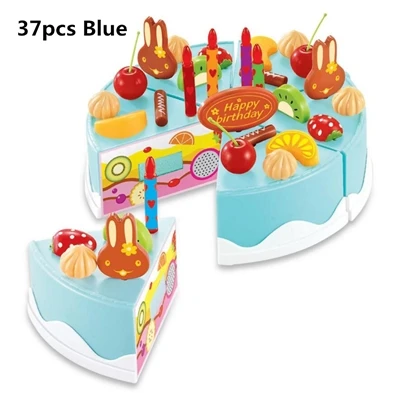 37PCS Blue 75 шт. игрушка для торта на день рождения DIY фруктовый крем Рождественский подарочный набор для детей ролевые игры игрушки набор подарок на день рождения для девочки - Цвет: 37PCS Blue