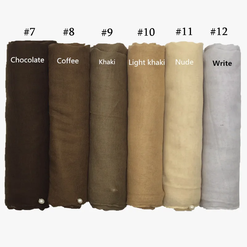 Новый модный хит продаж жемчужный однотонный хиджаб женская вискоза солидная