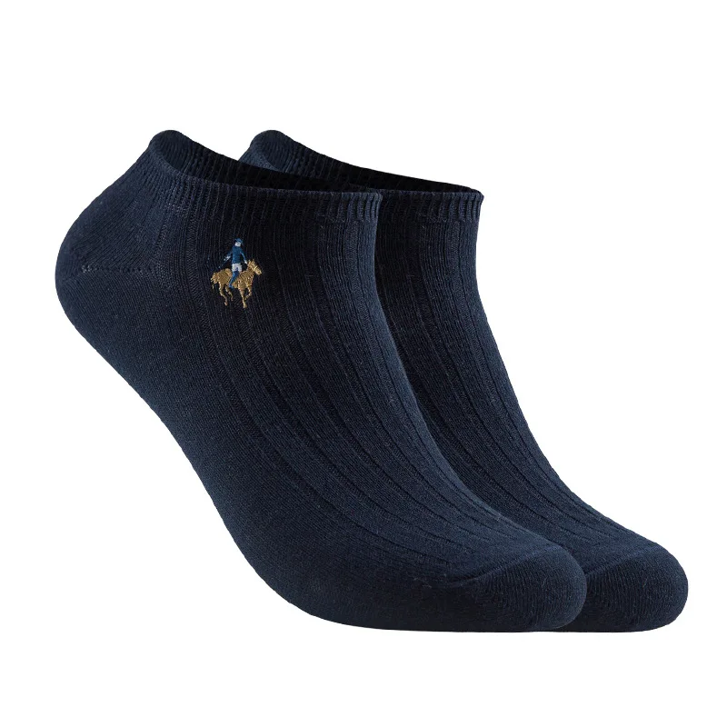 navy blue Новинка, мужские хлопковые носки, 10 шт = 5 пар/лот, высокое качество, деловой бренд, мужские короткие носки, дышащие летние мужские size39-44 - Цвет: navy blue