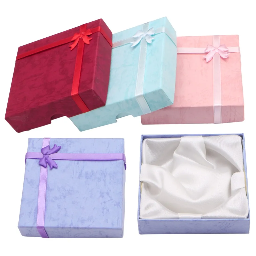 

1PC Paper Square Package Bowknot Jewelry Necklace Bracelet Present Gift Box Case