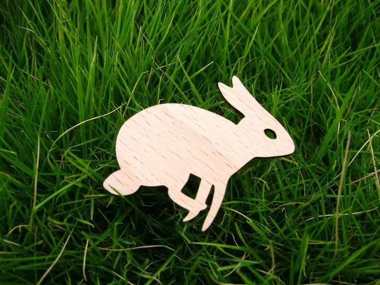 Мода Кролик деревянная брошь лазерная резка | Украшения и аксессуары