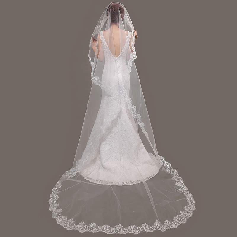 Свадебная вуаль новинка 2017 оптовая продажа 100% реальные фотографии Длинная фата с