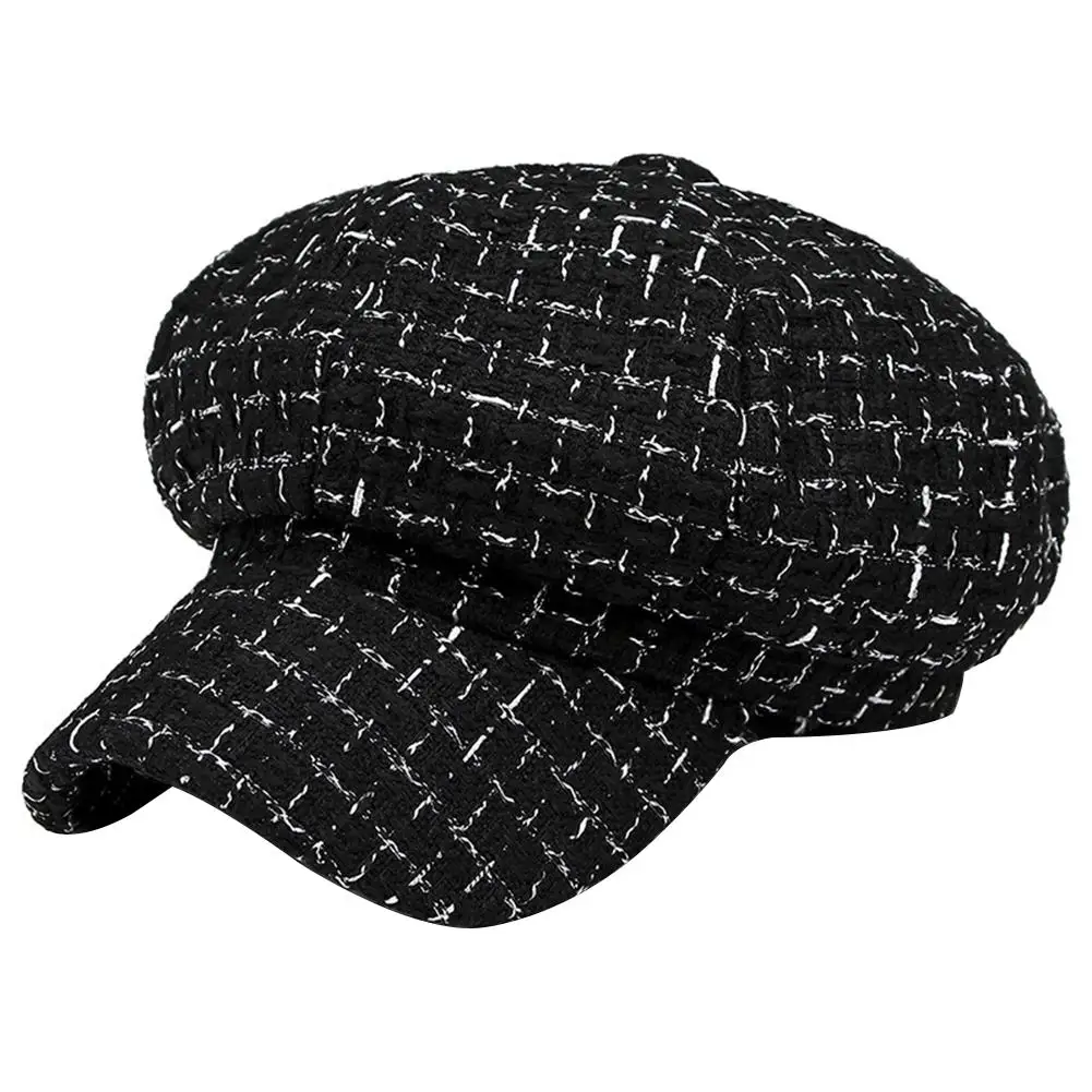 Винтаж плед для женщин шерстяные кепки Beanie шляпа на зиму осень повседневное