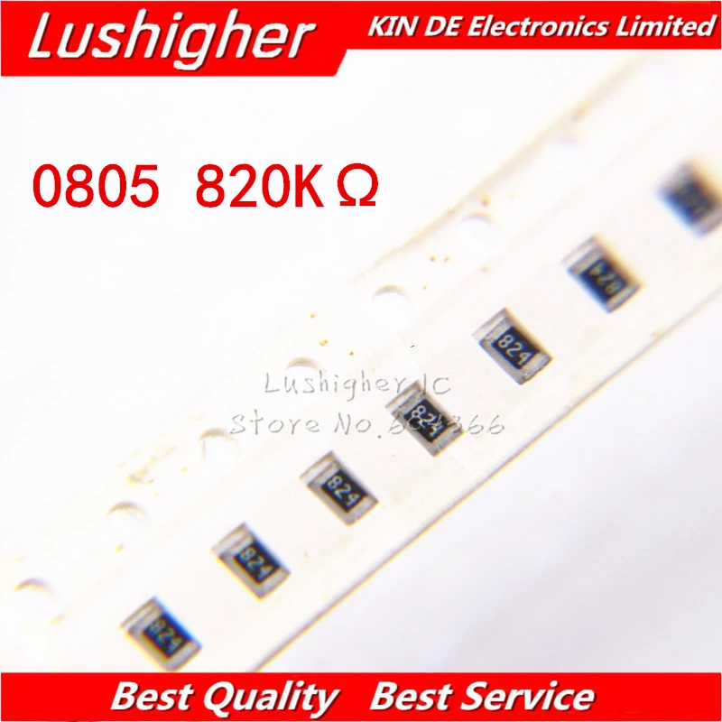 100 шт. 0805 SMD резистор 5% 820K Ohm 824 8203 820Kohm | Электронные компоненты и принадлежности