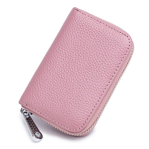 Pink COMFORSKIN Роскошный кошелек для визиток из воловьей кожи с защитой от радиочастотной идентификации, мульти-карты, карманы для монет - Цвет: Pink