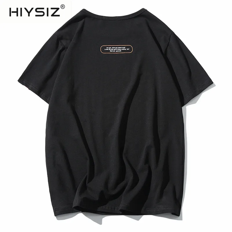 HIYSIZ 2019 Повседневная хлопковая Футболка уличная Harajuku футболка мужская летняя хип