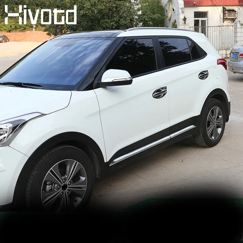 Hivotd Для хендай крета Hyundai creta ix25 аксесуары для машины двери Кузова украшения полосы Накладка чехлы ABS хромированные Стиль авто внешней украшения для укладки купить 1 комплект отправить небольшой подарок