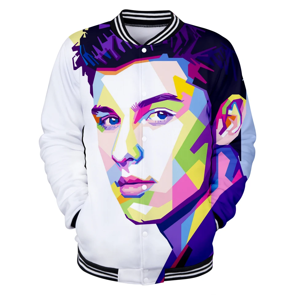 Женская/мужская бейсбольная куртка Shawn Mendes с 3D принтом модная длинным рукавом