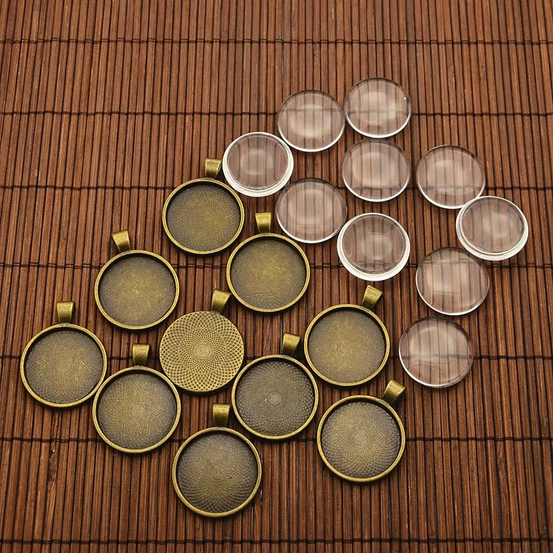 10 наборов лоток 25 мм прозрачный купольный стеклянный кабошон для