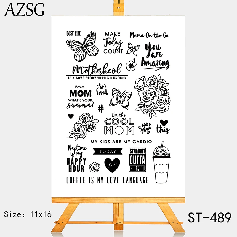 Прозрачные штампы AZSG Coffee с надписью my love для скрапбукинга сделай сам | Дом и сад