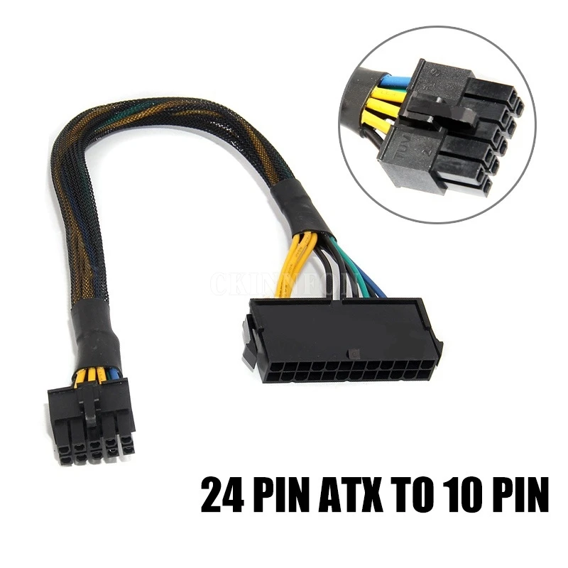 

50 шт./лот ATX 18AWG 30 см 24-контактный переходник «Мама» на 10-контактный «папа», преобразователь, кабель питания, шнур для материнской платы Lenovo