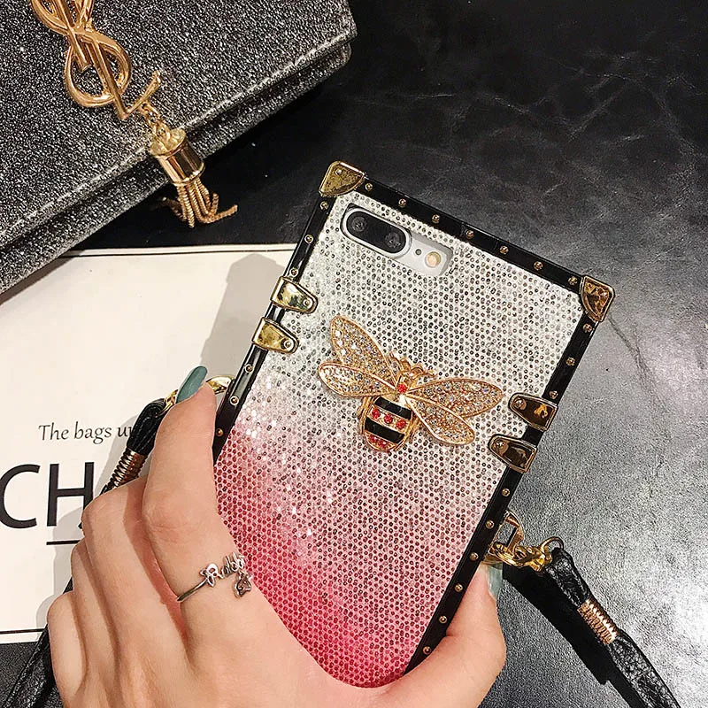 Модный чехол для телефона samsung Galaxy S10 S9 S8 Plus S10e Note 9 8, задняя крышка с заклепками, квадратный блестящий чехол с градиентом