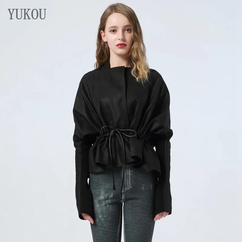 

European Style Real Sheepskin Genuine Women Coats 2019 Fashion Sheepskin Genuine Leather Short Windcoat Bat Sleeve