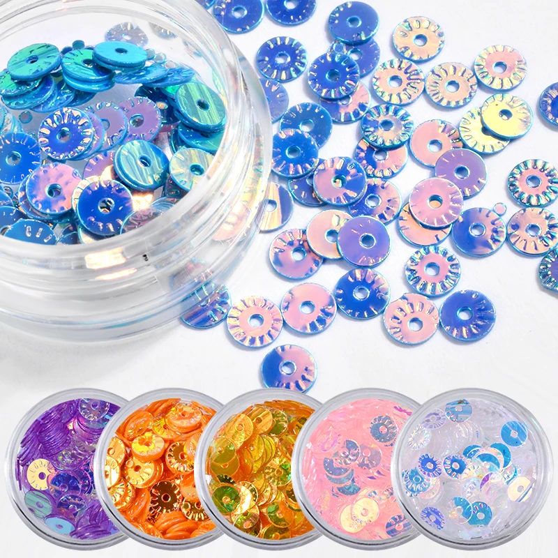 

6Pcs Round Nail Glitter Set Holographic Nail Sequins Colorful Paillette Decorations Manicure Nail Flakies