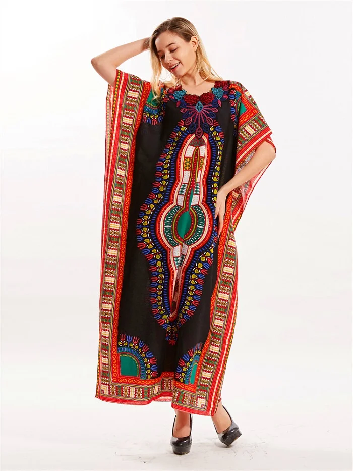 Dashikiage Новое поступление женские хлопок Африканский принт Дашики Потрясающие Элегантные африканские женские платья - Цвет: new black dashiki