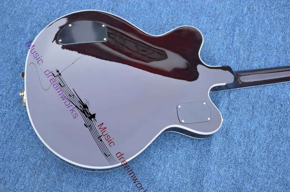 Китай OEM Полые джазовые электрогитары темно-Красного цвета вина с Bigsby тремоло Золотой Аппаратные средства