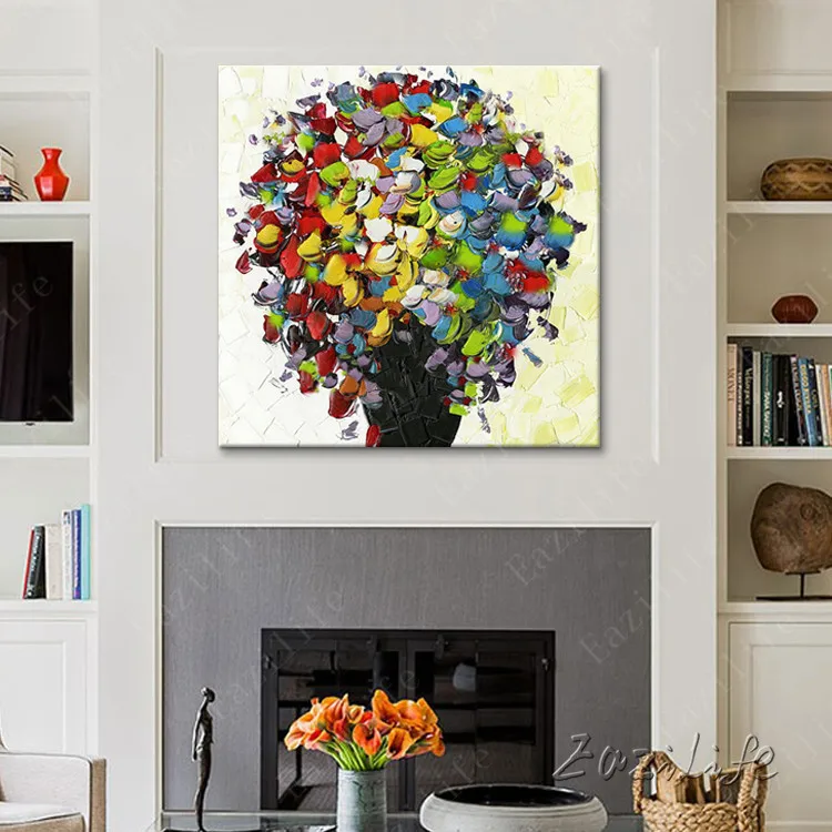 Цветок Ручная роспись палитра нож 3D текстура холст Картина маслом настенные