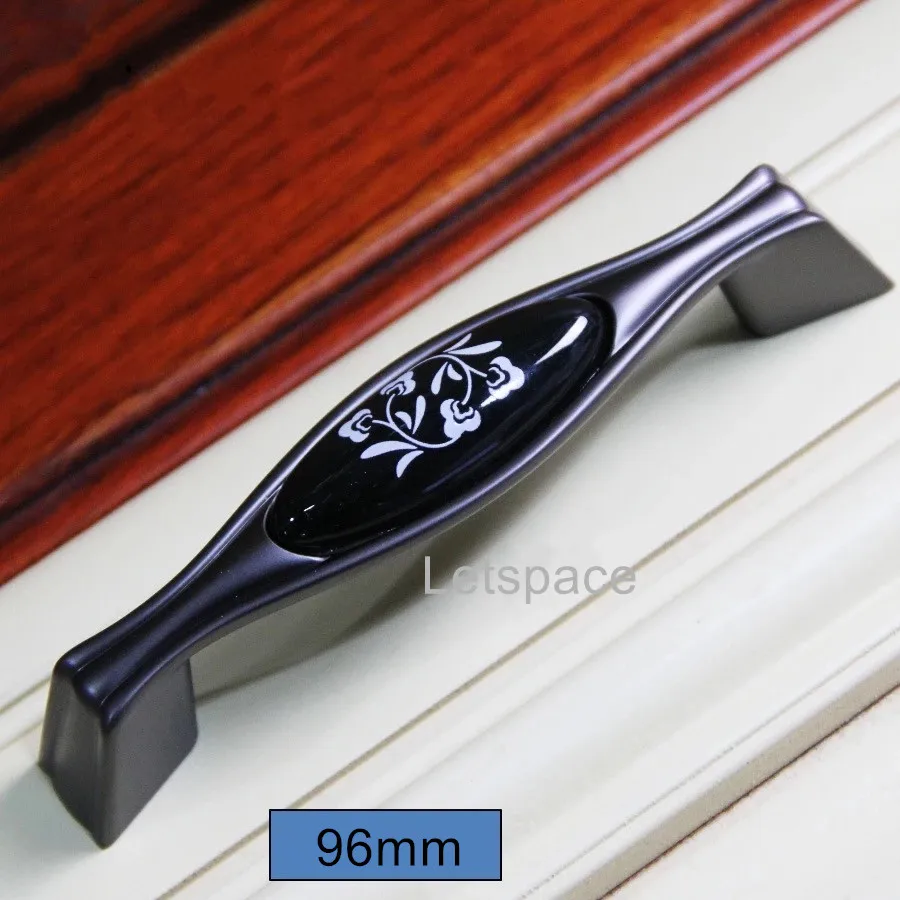 3 8 &quotфарфоровые ручки для ящиков комода пистолет черный кухонный шкаф Элитная