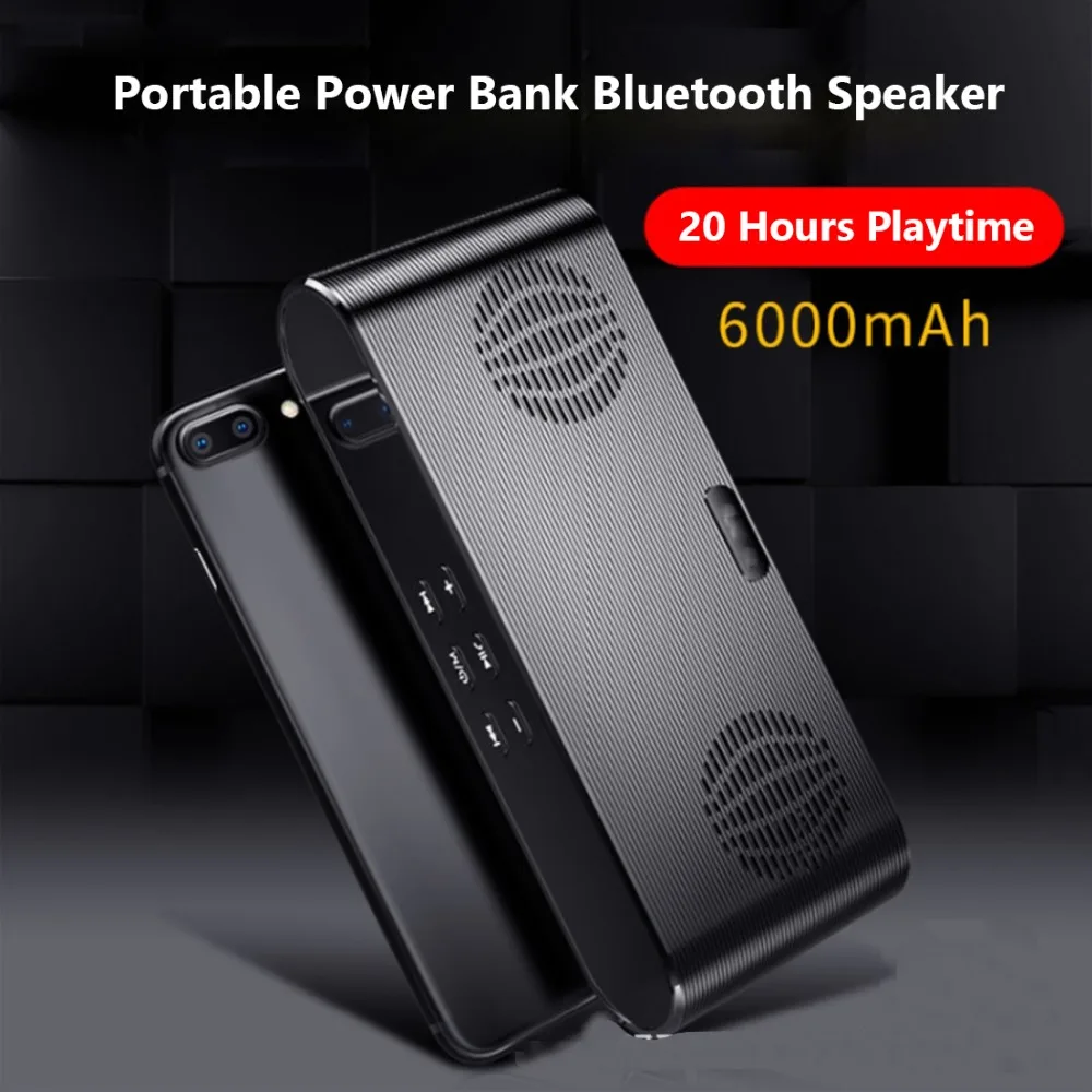 Портативный Bluetooth Динамик 6000 мАч Мощность банк Беспроводной Desktop Super Bass с