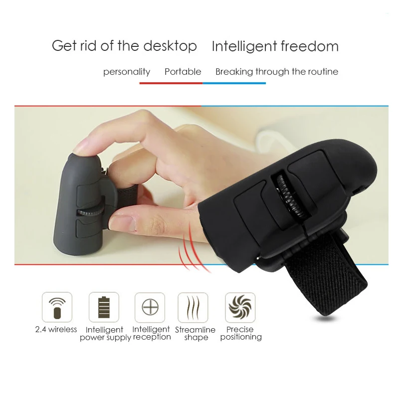 GM300 Mini Finger Wireless Mouse Laser Universal 2.4G USB Mice 2 Bottons 1600dpi Pocket Ring For Laptop Computer PC Mouses | Компьютеры и